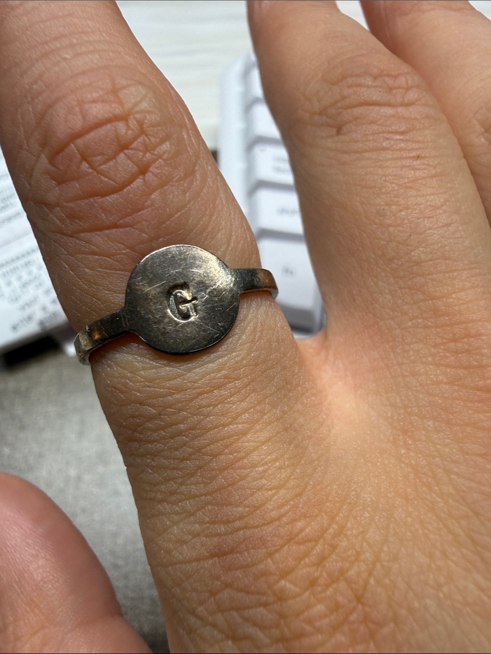 Personalized 925 'G' Initial Ring